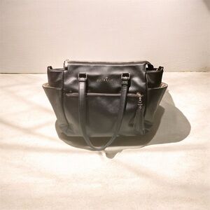 White Elm-GEMINI CONVERTIBLE BACKPACK - BLACK Leather laptop bag/tote bag